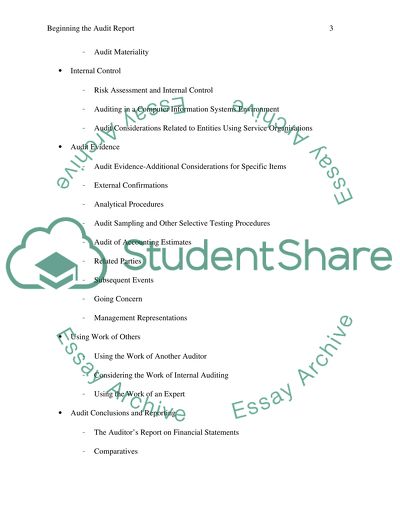 Beginning the Audit Report