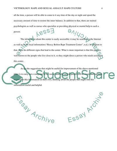 VICTIMOLOGY: Rape and Sexual Assault : RAPE CULTURE