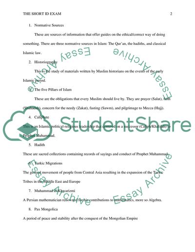 The Short ID Exam Assignment Example | Topics and Well Written Essays ...