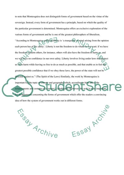 Analysis of The Spirit of the Law by Baron de Montesquieu