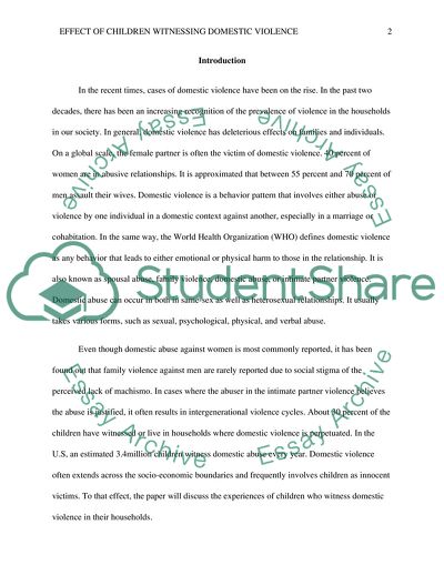 The Effects That Children Experience From Witnessing Domestic Violence