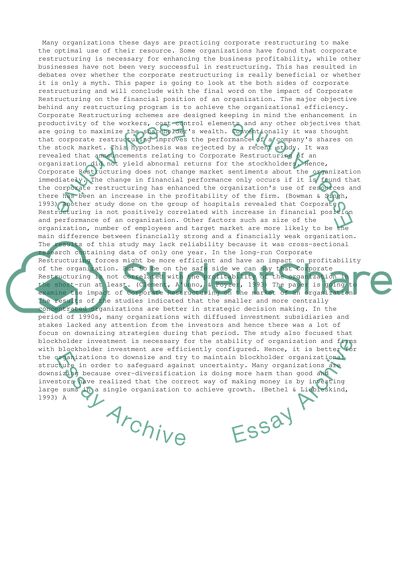 Corporate Restructuring of RBS
