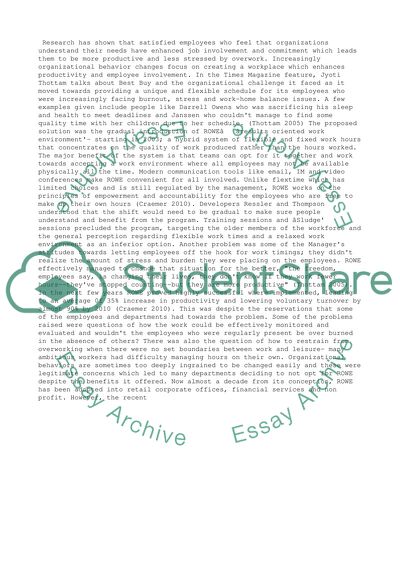 Best Buy: Implementation of ROWE