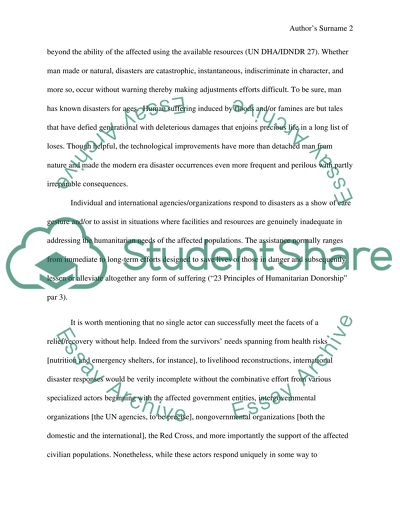 Individual and International Response to Disasters
