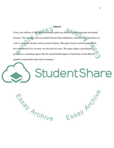 Approach to Crisis Intervention in the Hurricane Response