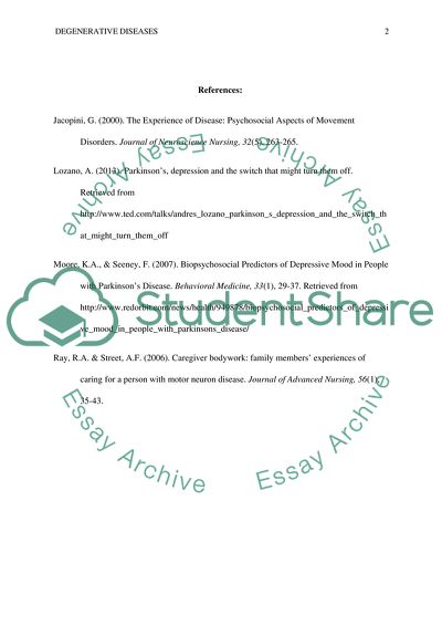 Degenerative Disorders: Parkinsons Disease