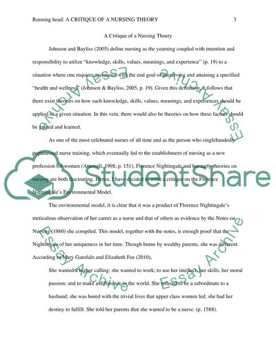 Critique of a nursing theory