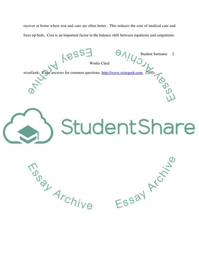 Outpatient Care in a Medical Facility