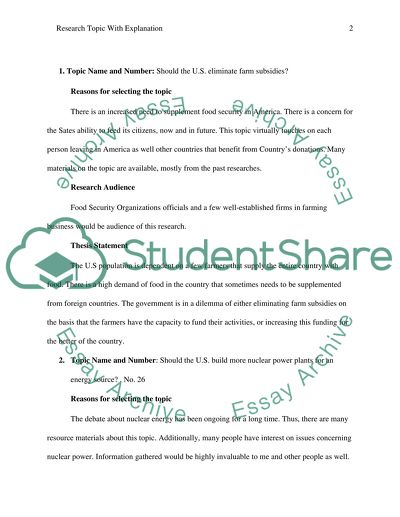 Research Topics with Explanation