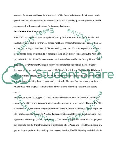 Financing Healthcare for Adults with Cancer in the UK