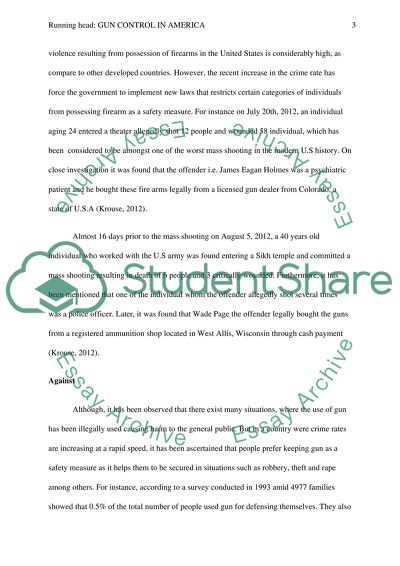 Gun Control In America Essay Example Topics And Well Written Essays 1000 Words
