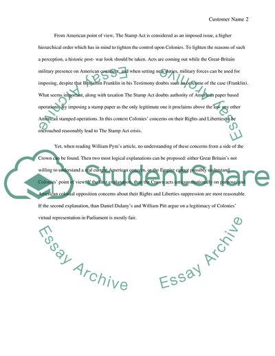 Reaction on The Stamp Act Crisis