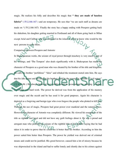 Analysis of Shakespeares The Tempest