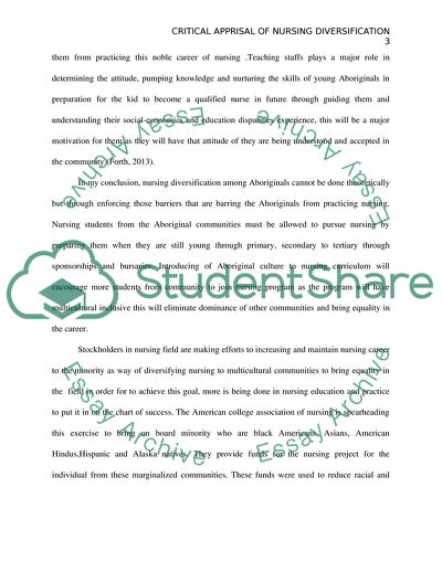 Critical Apprisal of Nursing Diversification