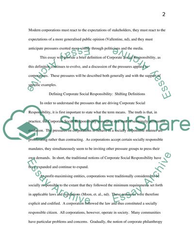 Corporate Social Responsibility: Pressures