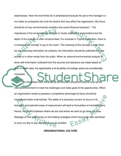 Long Term Strategic Plans in an Organization