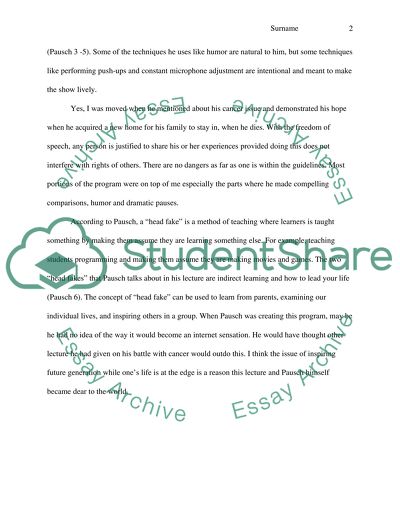 The last lecture by Randy pausch