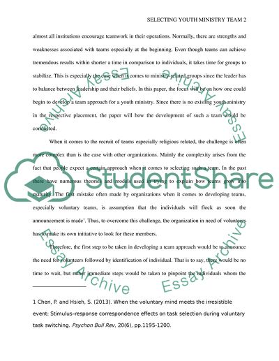 Selecting Youth Ministry Team