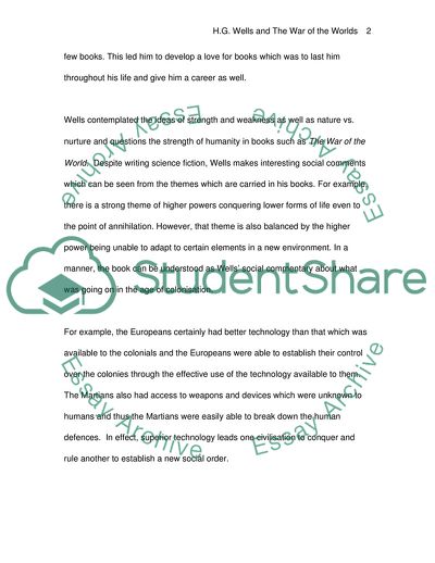 HG Wells and The War of the Worlds