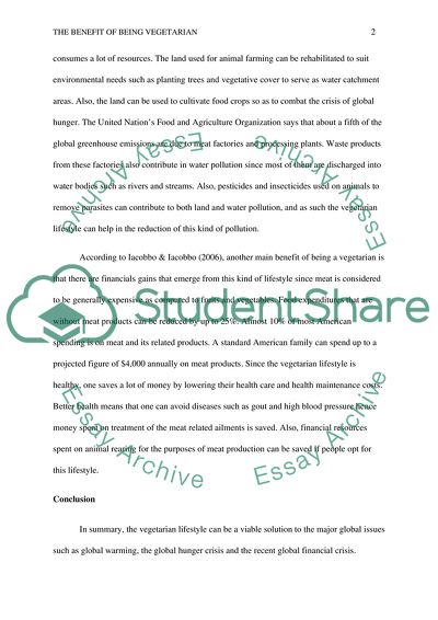 The benefit of being Vegetarian