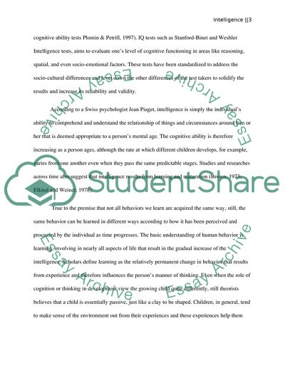 The Development of Human Intelligence: the Level of Cognitive Ability of a Person