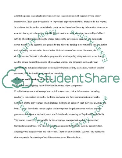 Postal and Shipping Sector of the Homeland Security