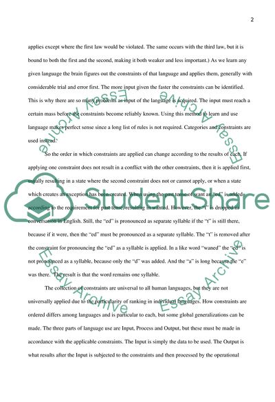 English Phonology and Constraint Based Phonology