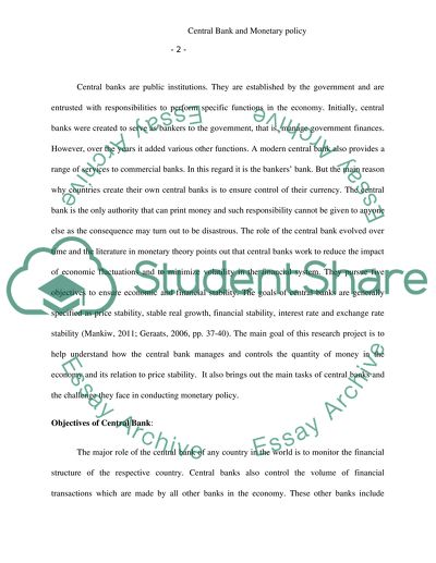 Central Bank and Monetary Policy