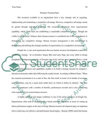 Strategic Training Paper