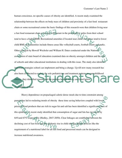 Gobal Epidemic of Childhood Obesity