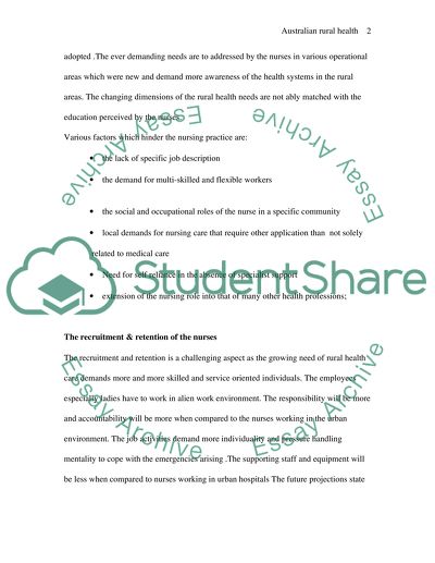 Australian Rural Health-The Role Of Nursing Practice