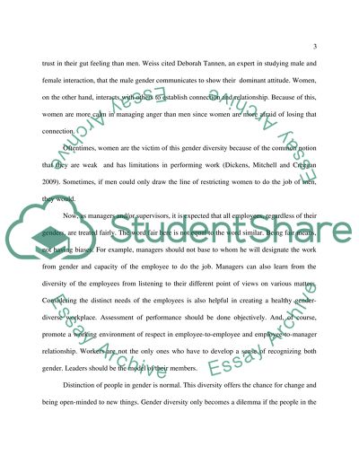 Managing diversity gender (HRM)