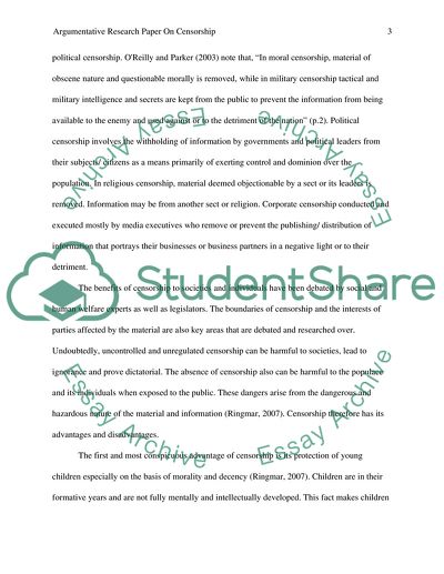 Argumentative Analysis of Censorship