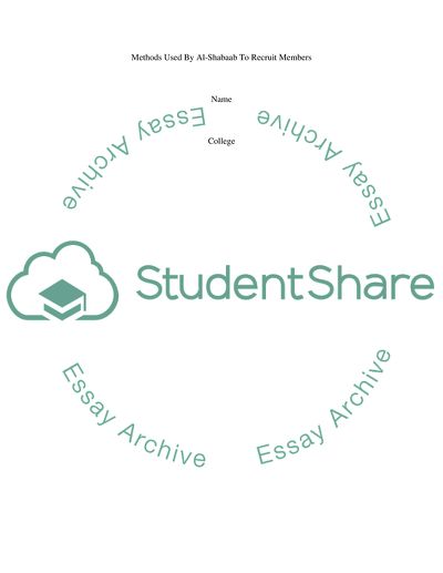 Methods Used by Al-Shabaab to Recruit Members