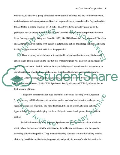 An Overview of Approaches to Autism