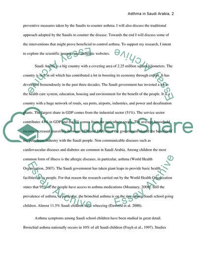 Population Health in Saudi Arabia: Asthma