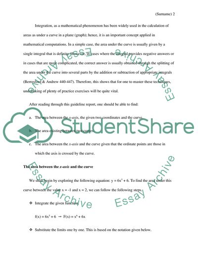 Integration Area Under a Curve