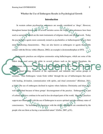 Does the Use of Entheogens Result in Psychological Growth