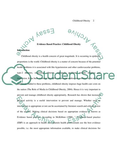Evidence-Based Practice - Childhood Obesity