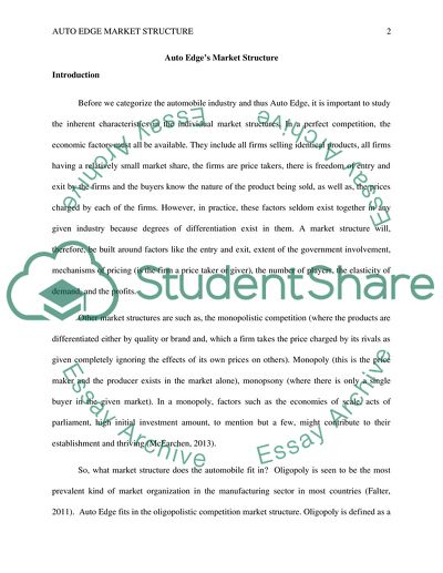 Auto Edges Market Structure