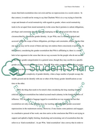 The Metaphysics of Gender - Gender Essentialism