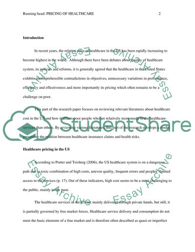The Pricing of Health Costs and its Effect on the Poor in the United States