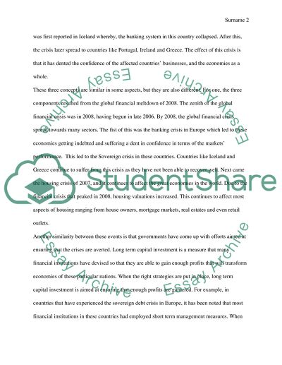 Events Related to Long Term Capital Management, and the Housing Crisis