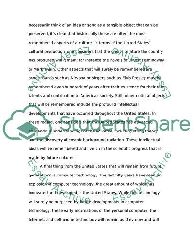 What Would Be Remembered and Left over from the USA