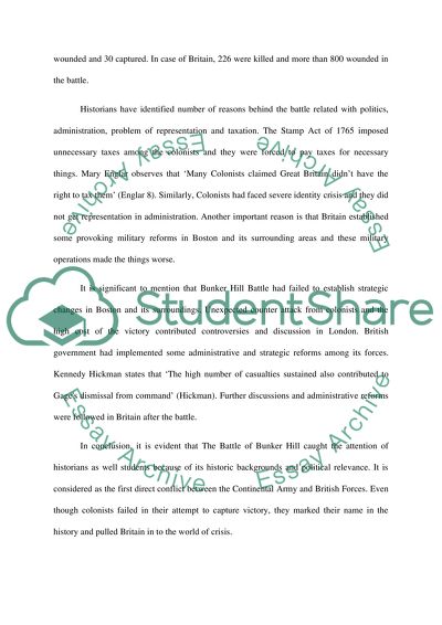 Narrative Battle of Bunker Hill Analysis