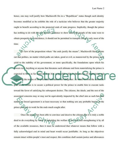 What Do You Think Machiavelli Means by The Ends Justify the Means