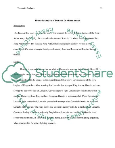Thematic Analysis of Stanzaic Le Morte Arthur