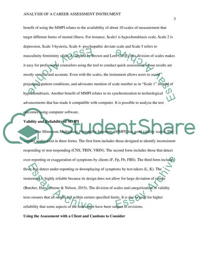 Analysis of a Career Assessment Instrument