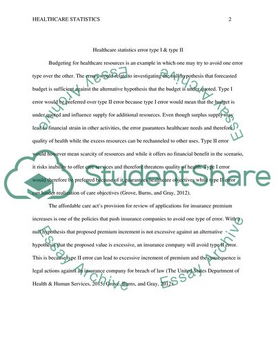 Healthcare statistics error type I & type II