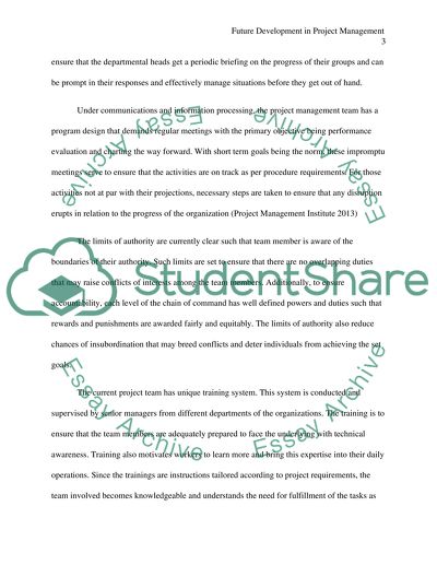 Future Development in Project Management